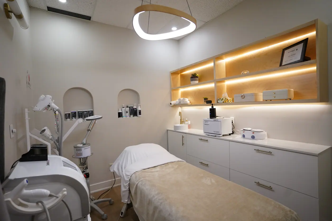 A spa treatment room ready for a session